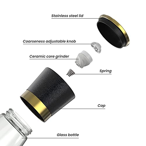 Gold Salt And Pepper Grinder Set Stainless Steel Salt And Pepper Mill Set Ceramic Adjustable Coarseness Spice Grinder Refillable Sea Salt Grinder Mill Home Kitchen Gift #TOP3