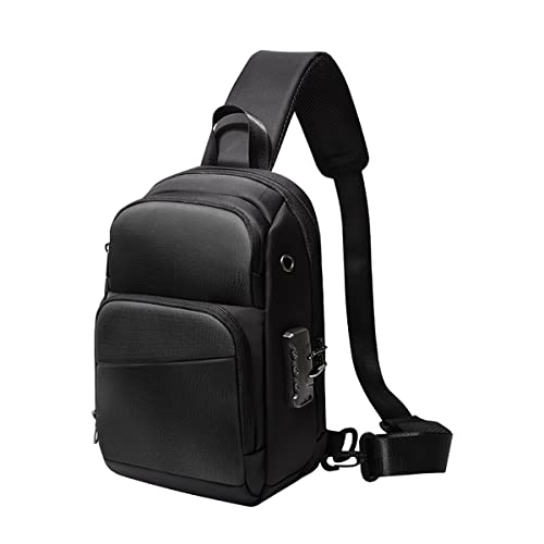 Avarmora Sac à bandoulière étanche pour homme 10,2" avec protection par mot de passe, port de charge USB, sac bandoulière pour le travail, les voyages, le cyclisme, la randonnée, Noir Cover