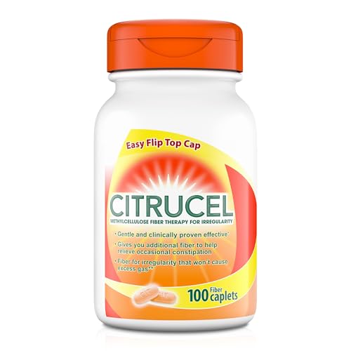 Citrucel Methylcellulose Fiber Caplets for Occasional Constipation Relief, Orange Flavor - 1 Count