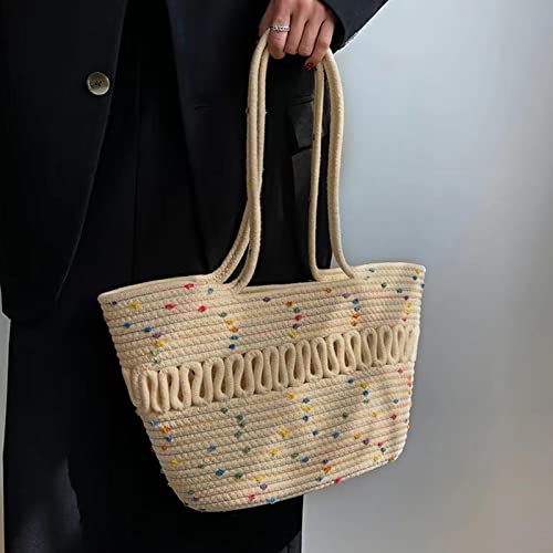 Saco de vime tecido à mão - Bolsa de ombro grande de vime para férias,Bolsa Boho Woven Tote para fér