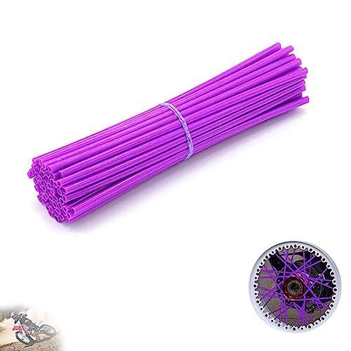 Image of 72 PCS Universal Spoke Skins Motorcycle Dirt Bikes Colorful Protective Trim Wrap Cover Wheel Guard for Yamaha Kawasaki Suzuki(Purple)