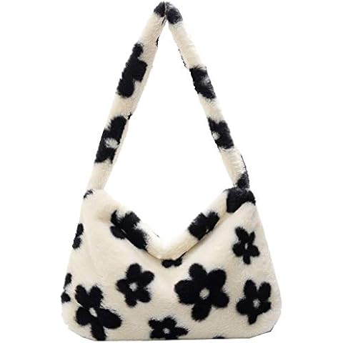 Aktudy Shoulder Bags for Women Girls Plush Animal Pattern Underarm Bag Top-handle Handbag Cover