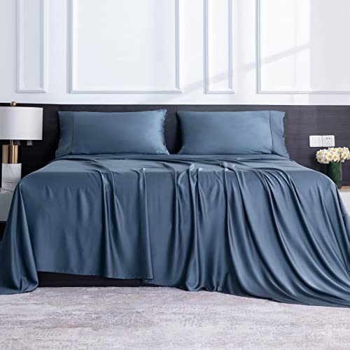 Lidoloka Pillowcases Set 2 Pack Queen, 100% Bamboo Rayon Cooling Pillow Case, Silky Soft Pillow Covers Envelope Closure Grey-Blue, 20X30Inch #TOP4