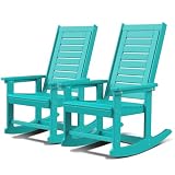 GREENVINES Oversized Outdoor Rocking Chairs Set of 2, HDPE Rocker, Aqua