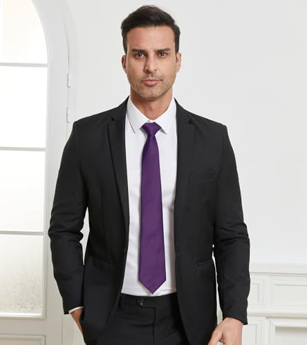 Image of DecTwig Men's Ties Solid Color Formal Neckties 3.15 inch (8CM) Black Ties For Men