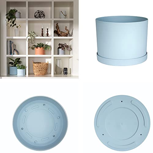 Bloem Mathers Round Planter With Saucer Tray: 6" - Misty Blue - Modern Design, Durable Plastic Pot, Removable Saucer, For Indoor & Outdoor Use, Gardening, 0.67 Gallon Capacity #TOP2
