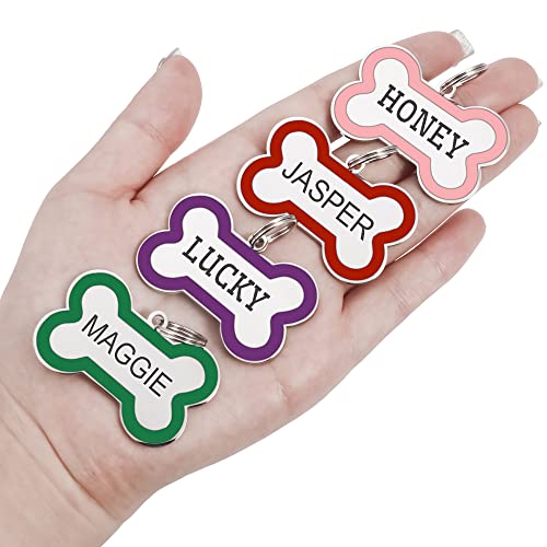 Jatebi Pet Id Tags,Personalized Dog Tags And Cat Tags,Engraved Both Sides Bone Shape Collar Pendant Custom Pet Supplies Engrave Name Number Gift For Cats Puppies Tags(S Pink) #TOP6