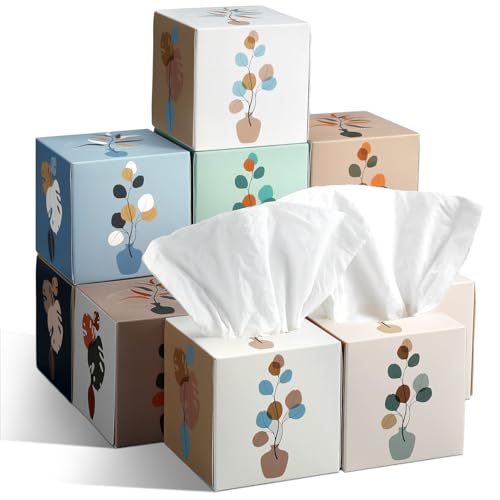 Image of Fourluoo 12 Pack Facial Tissue Cube Boxes, 600 Sheets 3 Ply