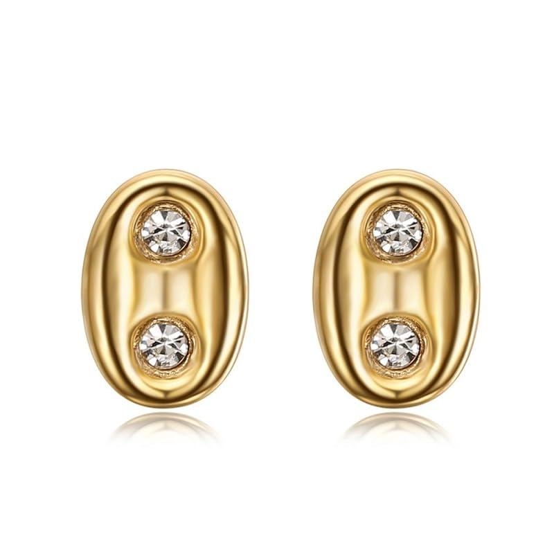 BOBIJOO Jewelry - Boucles d'oreilles Grain de Café Zirconiums 9mm - Acier Inoxydable Doré Or Fin...