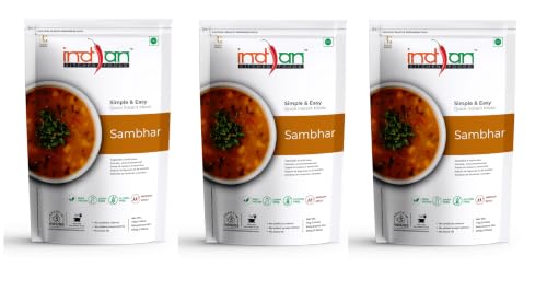 Image of Indian Kitchen Food Instant Sambhar - Freeze Dried, Gluten-Free, Ready-to-Eat Indian Vegan Meal - Pack of 3