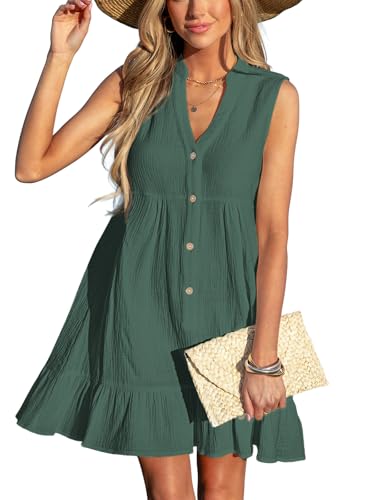 Image of CUPSHE Women Swimsuit Coverup 100% Cotton Ruffle Hem Beach Cover Up Dresses