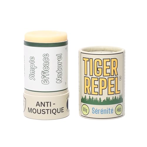 TIGER REPEL Stick Anti Moustique Tropical | Répulsif Naturel au Citriodiol | Sans DEET | Protection 6h avec Beurre de Karité et Lavande Bio | Adultes et Enfants dès 6 Mois | 60g