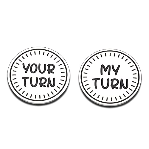 Image of New Mom Dad Christmas Gifts for Women Men You and My Funny Flip Couple Decision Gifts Who's Turn Flip to Decide Round Adult Novelty Gift New Baby Gift for Parents Doubled Sided Flipping Challenge
