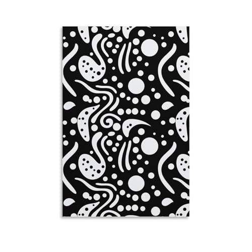 Toile cercles noirs et blancs BWQMNT au design moderne artistique pour bureau chic