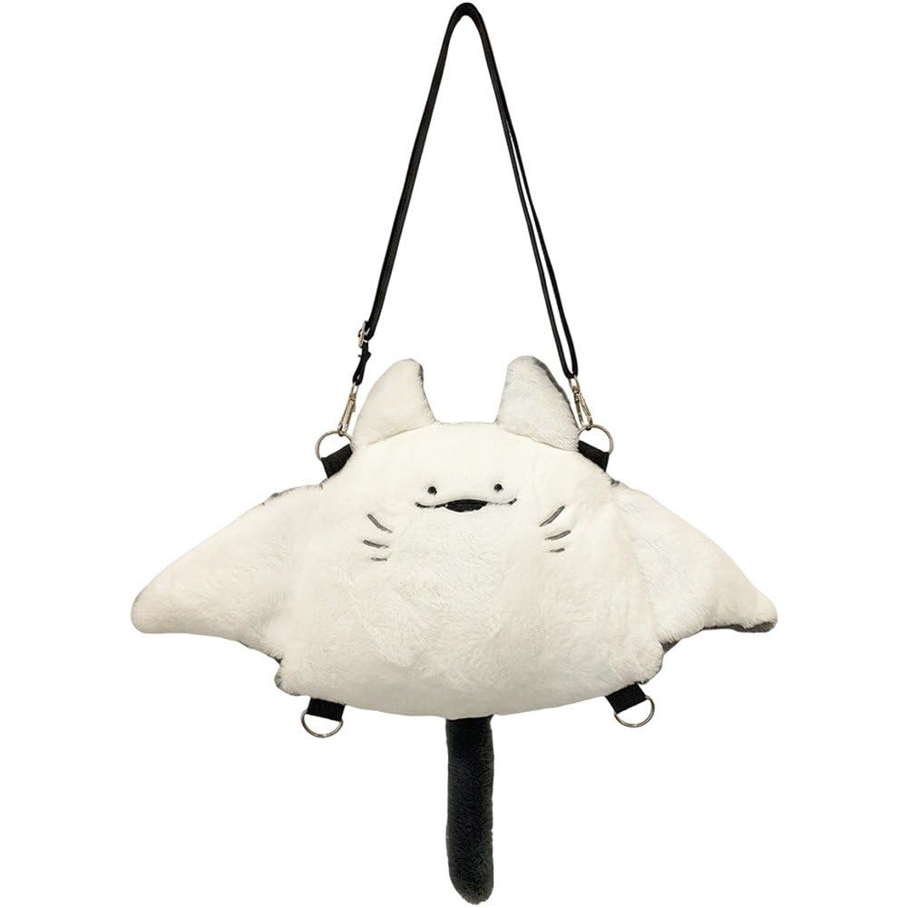 Sac à dos en peluche raie manta original au design marin soigné et finitions douces premium