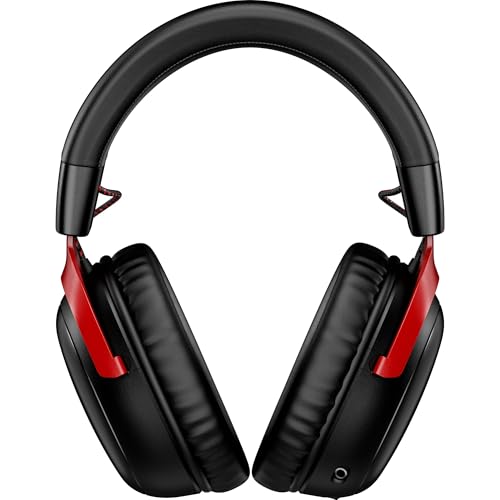 Image of HyperX Cloud III Wireless - Gaming Headset for PC, PS5, PS4, up to 120-hour Battery, 2.4GHz Wireless, Spatial Audio, 53mm Angled Drivers, Memory Foam, Durable Frame, 10mm Microphone, Black /Red
