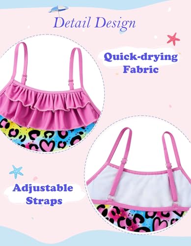 Image of Little Girls Two Piece Mermaid Bikini Set Ruffle Adjustable Summer Beach Bathing Swimsuit 3-7 Years for Kids