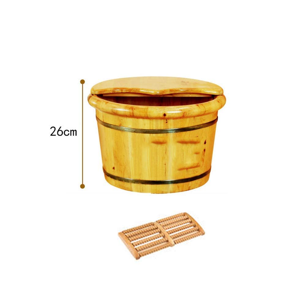 Wysoka obuuszna beczka do kąpieli stóp, domowa drewniana beczka zdrowie wiadro do kąpieli stóp, 26 cm pianka nawilżająca do kąpieli stóp (kolor drewna 26X41 CM) Comfortable anniversary