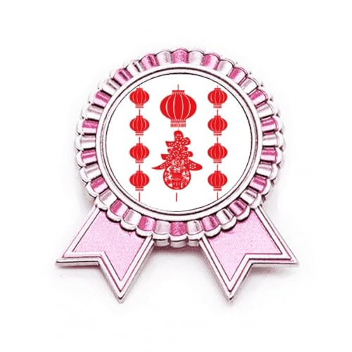 Broche chinoise rouge en métal précieux style rose M pour embellir vos tenues