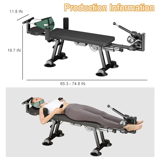 ZELLOXY Fitness Full Body Traction Bed, Massage Cervical Traction Table for Lumber Stretching, Portable Inversion Table Alternative, Back Decompression Bench Machine for Home (Electric High) - Thumbnail 2