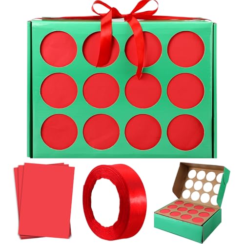 Geyoga DIY Christmas Punch Game Box 12 Holes 3 Pcs Paper Board, Green