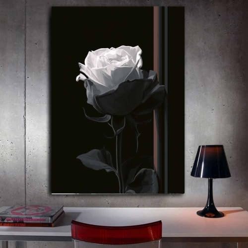 Tableau noir et blanc encadré grand format pour décorer un mur vide