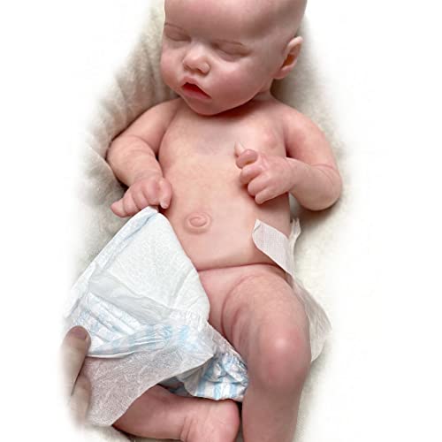 Acestar Reborn Baby Dolls Girls 17 Inch Solid Platinum Silicone Full Body Already Painted Newborn Babies With Closed Eyes Anatomically Correct Collection #TOP6