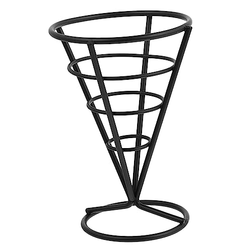 BEBEMOKO 1Pc Iron Cone Basket Snack Holder for French Fries Appetizers Snack Basket for Home Restaurant Cafeteria Tapered Design for Stylish Serving