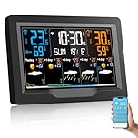 Station Météo Intérieur Extérieur sans Fil Regevo, Station Meteo Connectée WIFI, Thermomètre et Hygromètre avec Capteur, Prévisions Météo 5 Jours, Indice UV, Baromètre, 4 Luminosités Réglables