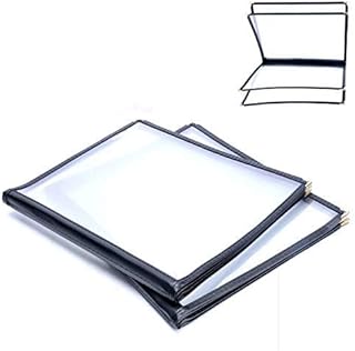 (10 Pack) YaeKoo 4 Page 8 View Menu Covers 8.5 x 11" Protective Corner Restaurant Book Cafe Black, Recipe Menu Cover