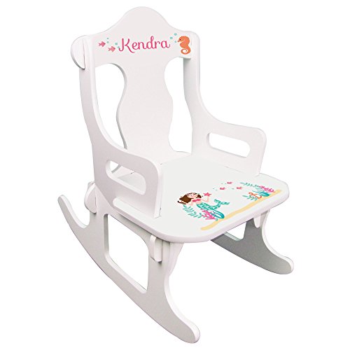 My Bambino Personalized Brunette Little Mermaid Princess Puzzle Rocker Child's Rocking Chair