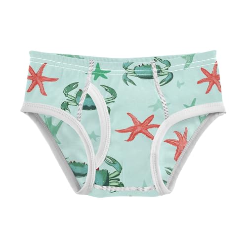 Wusikd Green Crabs Boys' Underwear Cotton Red Starfishs Boys Briefs Soft Toddler Underwear 2T
