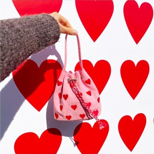 Bolso Tote de lona con bordado de corazón rosa miniatura 7