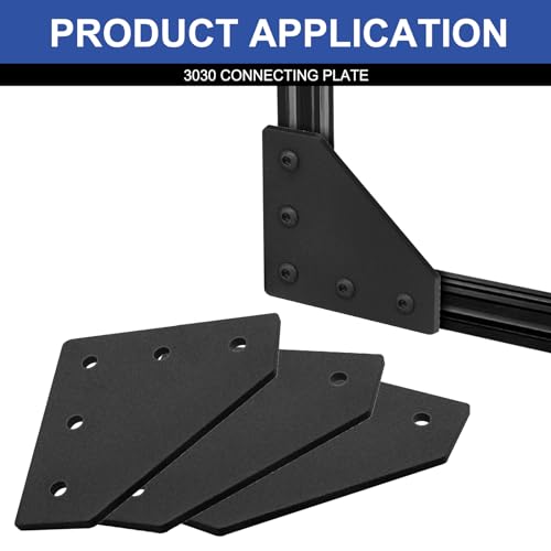 Image of 12pcs 3030 Aluminum Extrusion Joint Plate Connector Corner L Bracket 3030 V Slot Hardware T Slotted Accessories with T Nuts and Screws for Aluminum Profile 3D Printer Frame Part Black