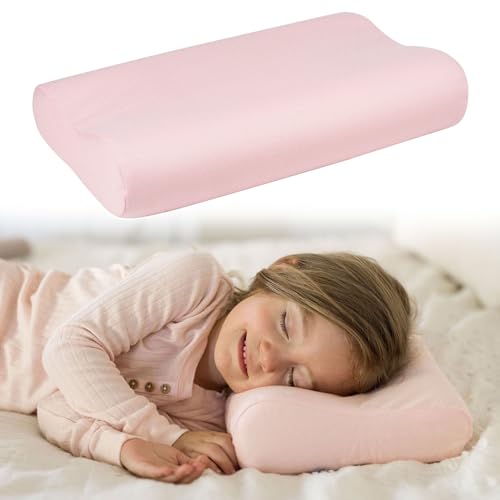 Tiny Twinkle Toddler Pillow with Fitted Pillowcase - Ergonomic Shape with Memory Foam for Comfortable Sleeping - Kids Travel Pillows (Pink)