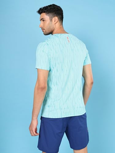 Image of TECHNOSPORT Men Polyester Regular Fit Half Sleeve Jacquard T-Shirt with Double Cool, Quick Dry & Anti Microbial for Sports, Running & Casual Use