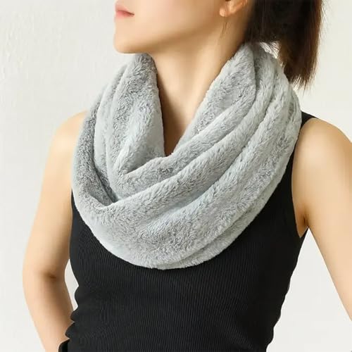 stylesilove Women Ultra Soft and Warm Striped Faux Fur Infinity Scarf2
