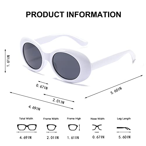 BUTABY Retro Oval Sunglasses Clout Goggles Kurt Cobain Vintage Mod Thick Frame Round Lens Unisex UV400 Protection3