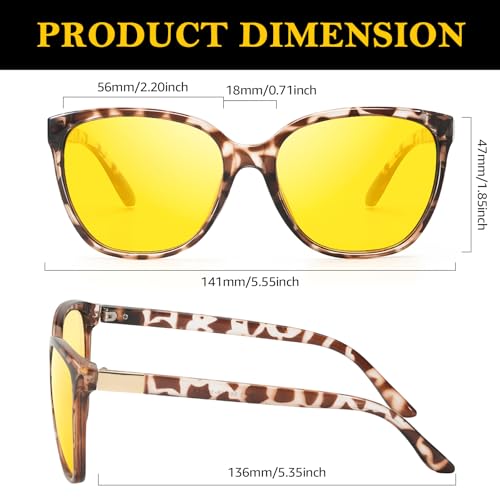 TJUTR Anti-Glare Night Vision Driving Glasses for Men & Women,Polarized Yellow Lenses for Nighttime Safety TN25933