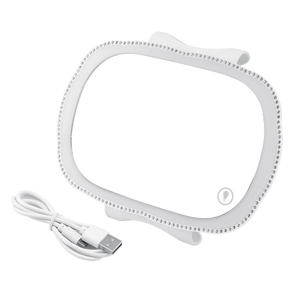 Car Sun Visor Mirror with Lights,LED Dimmable Rechargeable Portable Touch Screen Brightness Adjustable Switch Makeup Mirror for All Cars