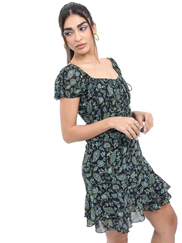 Image of Tokyo Talkies Women's Three-Quarter Sleeves Sweet Heart Neck Printed Dresses | Stylish Dresses | Casual Dresses