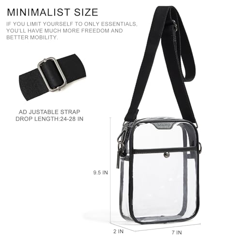 Image of LATMAP Clear Bag for Stadium Events 12x6x12 Clear Purse with 3-Zipper Pockets Crossbody Handbag Tote for Concerts Sports