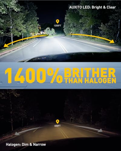Image of AUXITO H11B Bulbs, 1400% Brightness, 6500K Ultra White, 1:1 Mini Design, Anti-Flicker H8B /H9B Light, 3MIN Plug N Play, 60000Hr+ Long Lifespan, 99% Vehicles Supported, Pack of 2