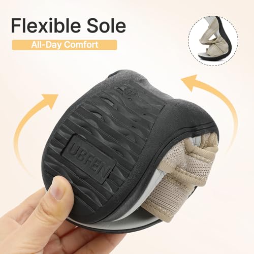 Image of UBFEN Womens Orthopedic Arch Support Slides - Walking Sandals with Thick Cushion Footbed, Comfortable Lightweight for Plantar Fasciitis and Outdoor Hiking