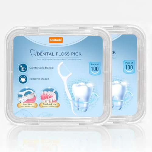 Image of Solitude 200 Pieces Dental Floss Picks for Tooth Cleaning Fresh Dental Floss Toothpick Cleaners, Oral Care Teeth Flossing Thread Toothpicks Stick Set for Fresh and Healthy Gums