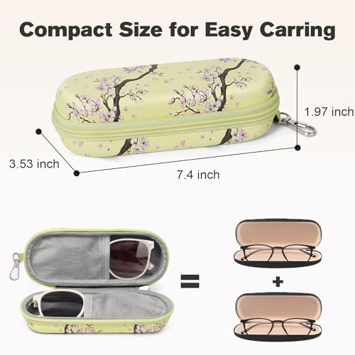 Image of Double Eyeglasses Case, Dual Glasses Sunglasses Organizer with Zipper Closure, Eyewear Storage Box for Men Women Travel