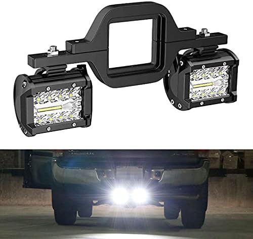 RYANSTAR RACING Tow Hitch LED Lights 2 PCS 4 Inch 60W Led Pods,2.5 Inch Tow Hitch Mounting Brackets Backup ​Reverse Lights Compatible with Pickup ATV SUV Truck Trailer Boat