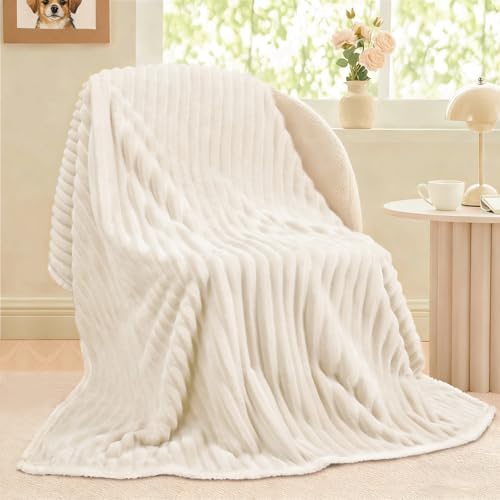 luciphia wasserdichte Hundedecke Waschbar, Katzendecke für Katzen Hund Welpe, Kuscheldecke Weich Flaushig Sherpa Fleece, Haustier Decke zum Schutz von Bett Sofa Couch, Beige Weiß 71 * 102cm