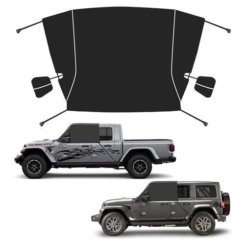 Image of Z8 Windshield Cover for Ice and Snow,600D Windshield Snow Cover with Side Mirror Cover for 2018-2024 Jeep Wrangler JL JLU 4XE & 2020-2024 Jeep Gladiator JT Winter Frost Hail Protector Windshield
