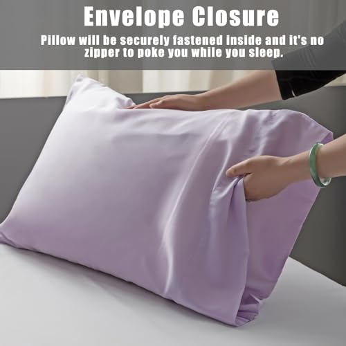 Image of TELUS Pillow Cases Queen Size 2 Pack, Bamboo Rayon Cooling Pillowcases with Envelope Closure, Cool Breathable Pillow Case for Hot Sleepers & Night Sweats, 20x30 inch, Purple